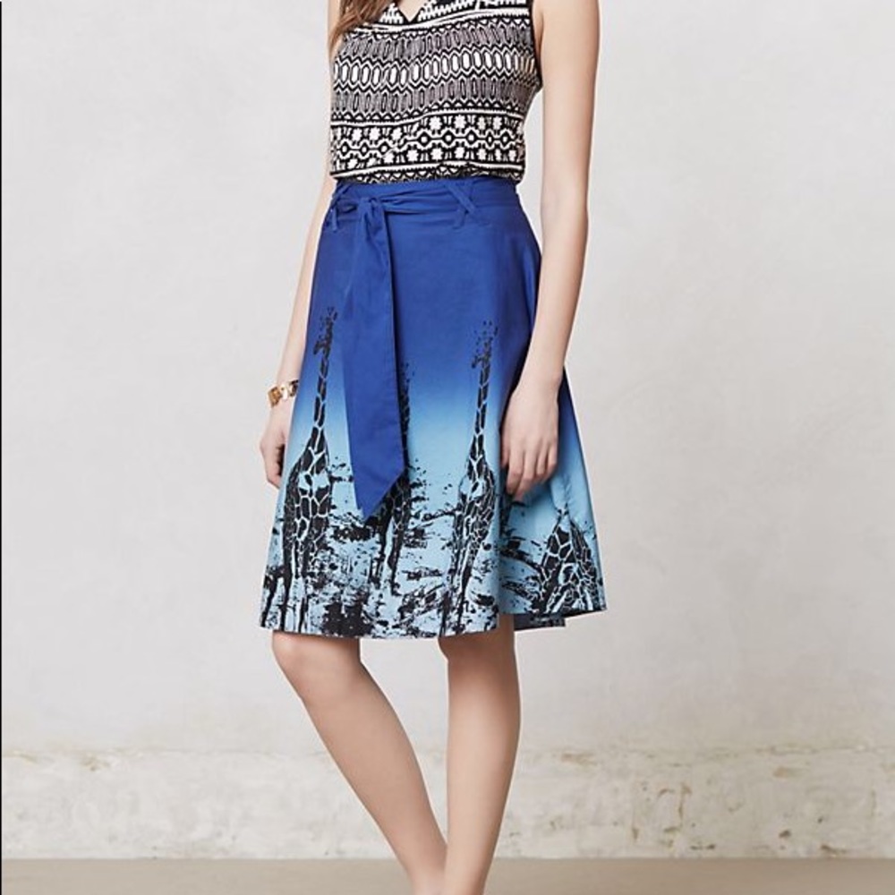 Anthropologie Odille Pink Ombré Grassland Giraffe Skirt 10 - Picture 7 of 8